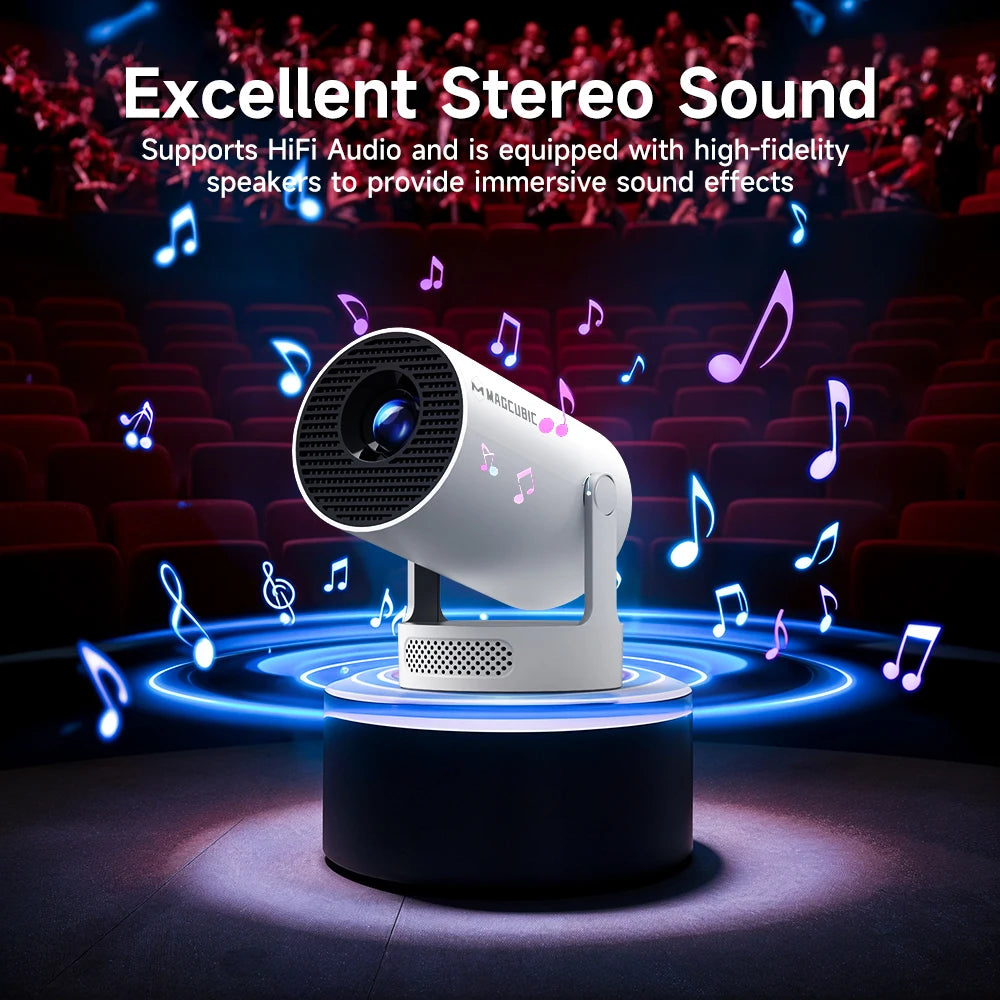 Magcubic Projector Android 14 8K 1280*720P HY300Pro+ Dual Wifi 290ANSI 180°flexible BT5.0 Cinema Outdoor Portable Projector