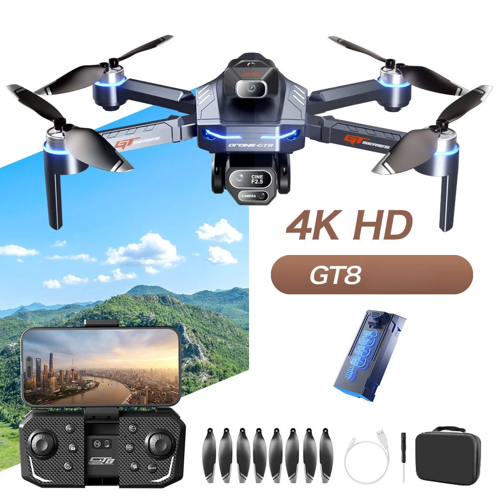 New GT8 Drone 8K Professional HD Dual Cameras Screen Remote 5G WIFI Brushless Motor Obstacle Avoidance Foldable Quadcopter Toys